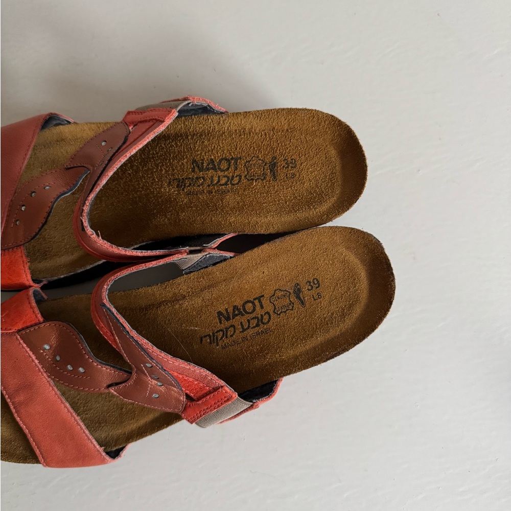 NAOT Kimberly orange metallic Leather slide Sandals Women’s Sz 39/8 - Picture 5 of 8